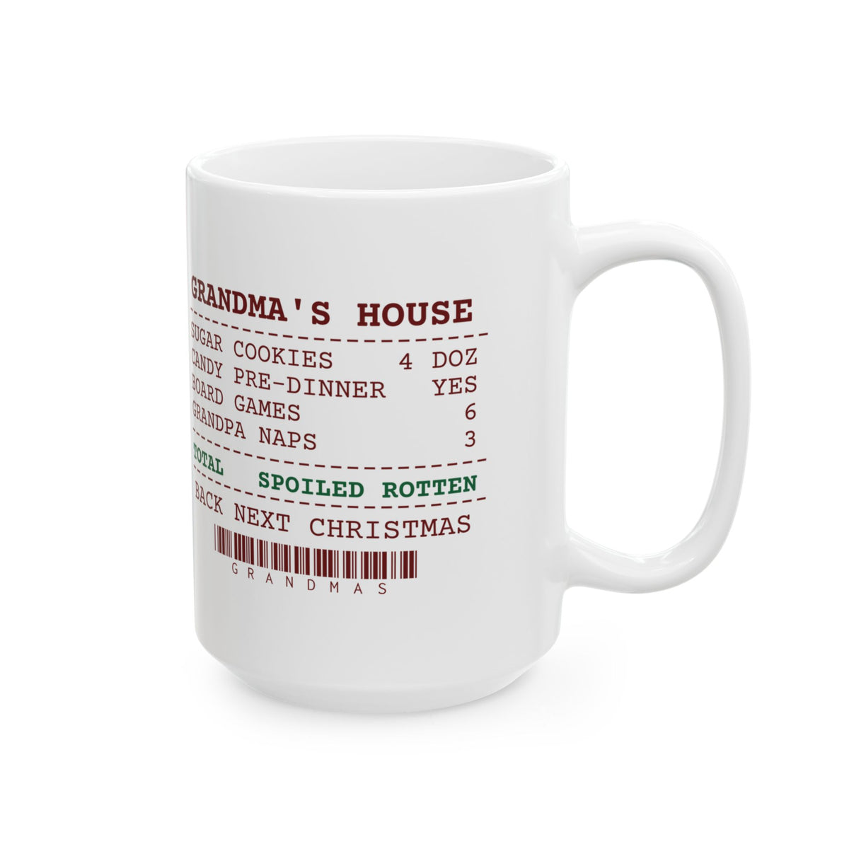 Funny Grandparents Christmas Coffee Mug Grandma's House Receipt