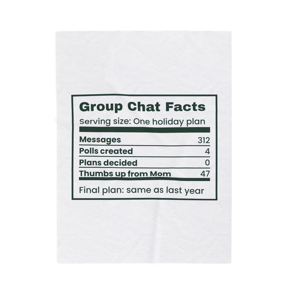 Funny Christmas Family Throw Blanket Group Chat Facts Nutrition Label