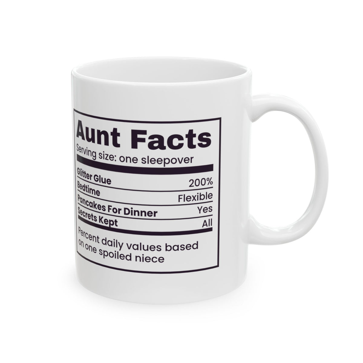 Funny Aunt Coffee Mug Aunt Facts Glitter Glue Label For Aunts