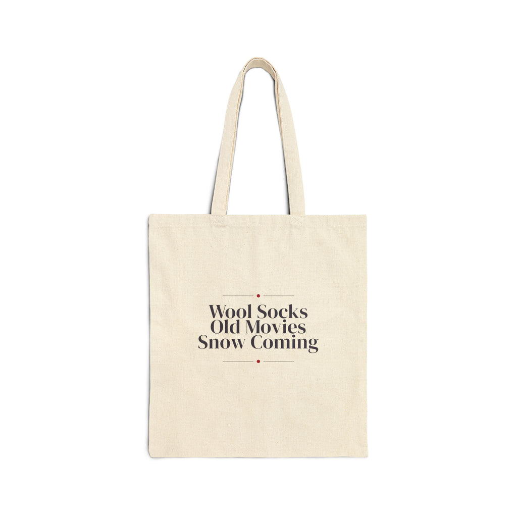 Christmas Cozy Tote Bag Wool Socks Old Movies Snow Coming