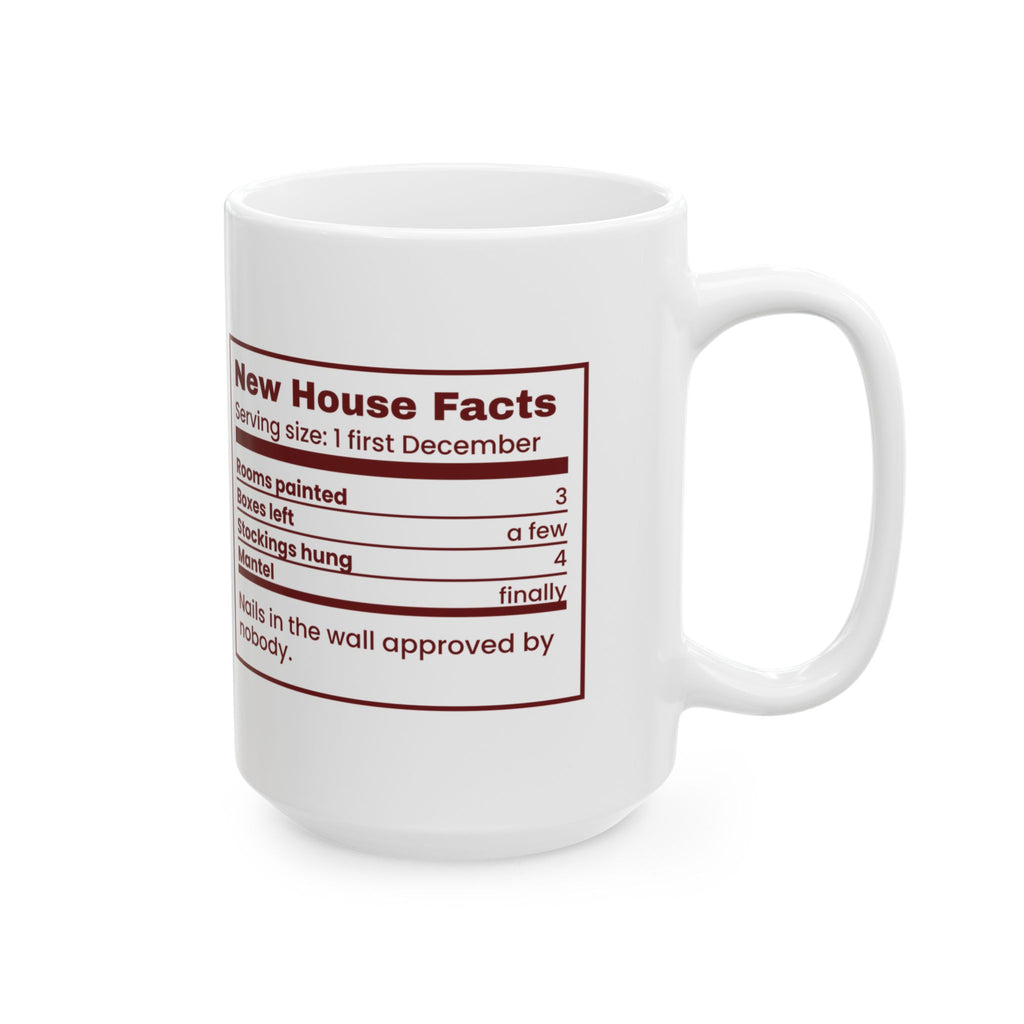 Funny Christmas Coffee Mug New House Facts Nutrition Label