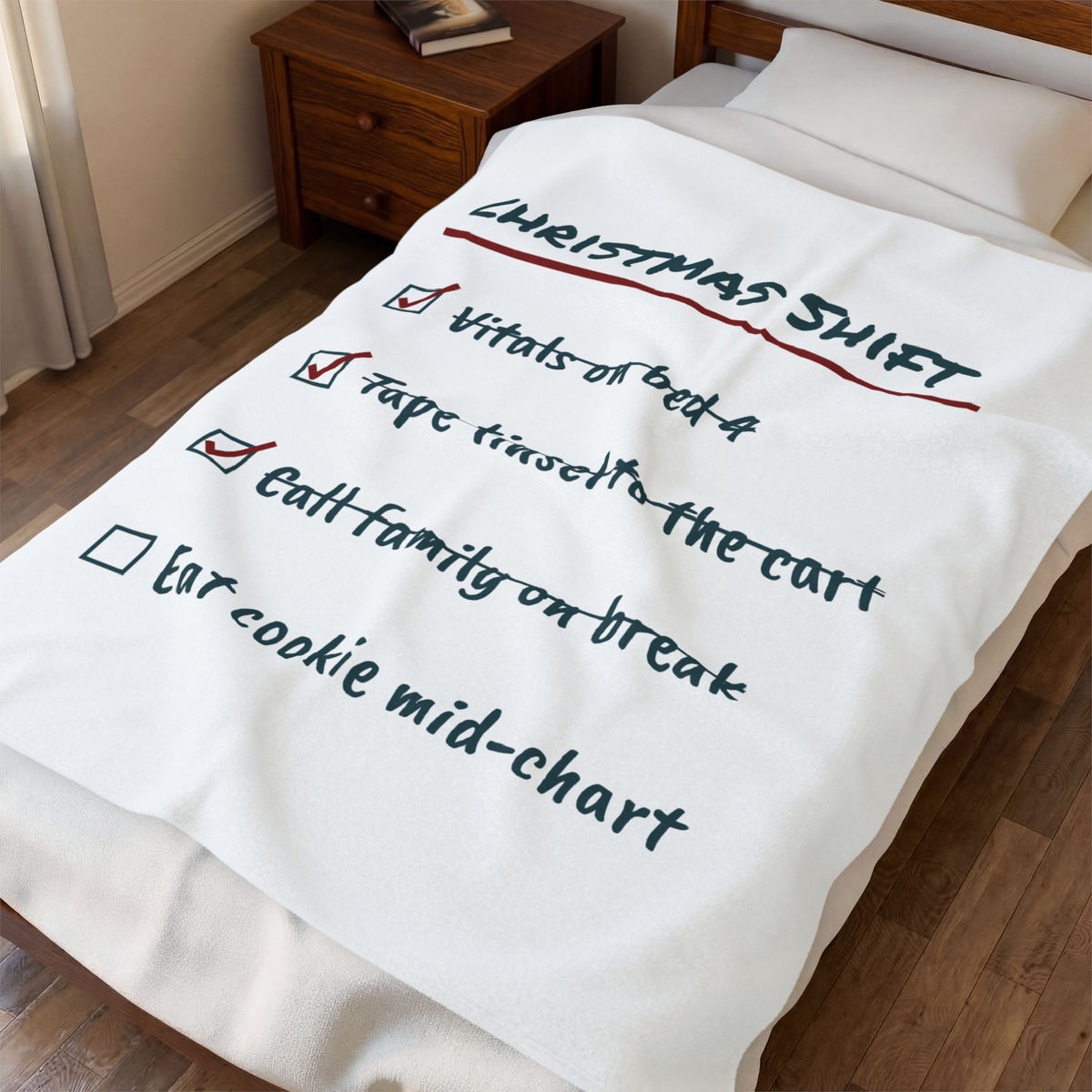 Funny Nurse Christmas Throw Blanket Christmas Shift Checklist For Nurses