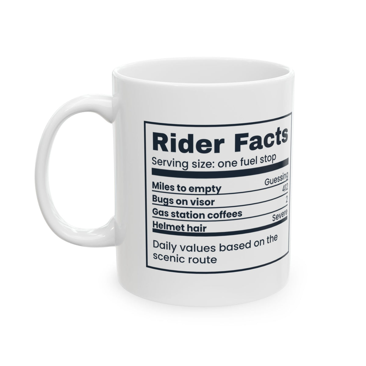 Funny Biker Mug Rider Facts Nutrition Label For Motorcyclists