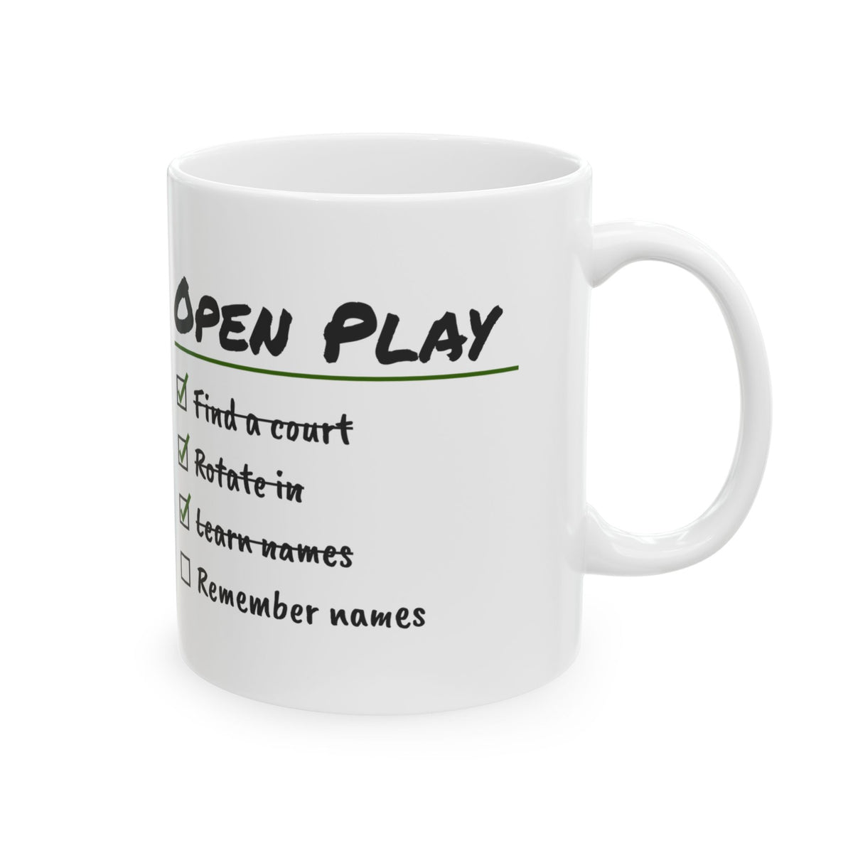 Pickleball Coffee Mug Open Play Checklist Forgot Names