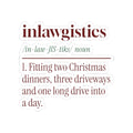 Funny Christmas In-Laws Sticker Inlawgistics Dictionary Definition