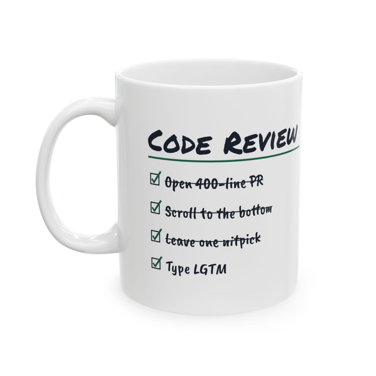 Funny Software Developer Coffee Mug Code Review Checklist