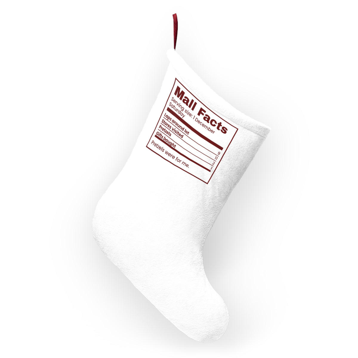 Funny Christmas Shopping Christmas Stocking Mall Facts Nutrition Label