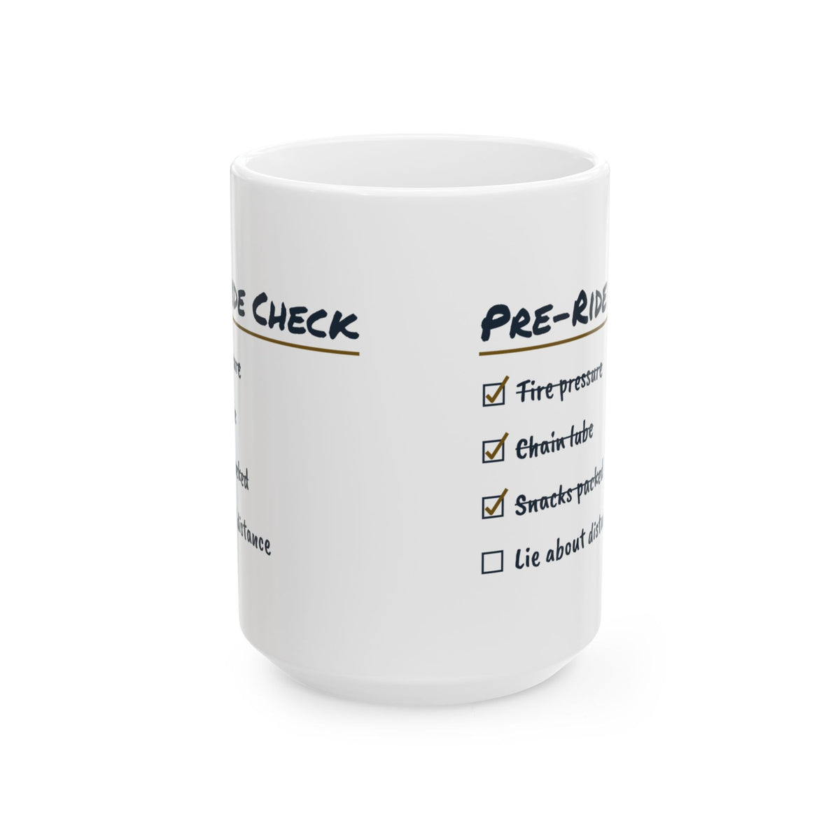 Funny Cycling Coffee Mug Pre-Ride Check List For Cyclists