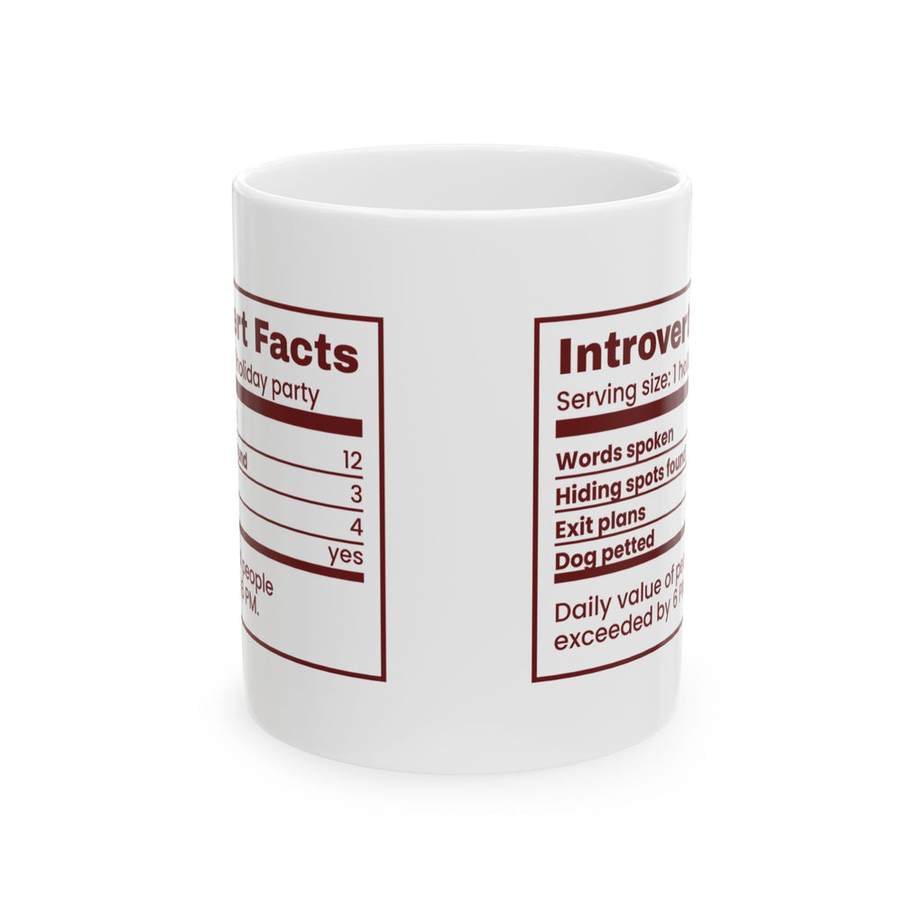 Funny Christmas Introvert Coffee Mug Introvert Facts Nutrition Label