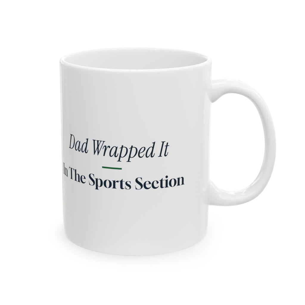 Funny Christmas Dad Coffee Mug Dad Wrapped It In The Sports Section