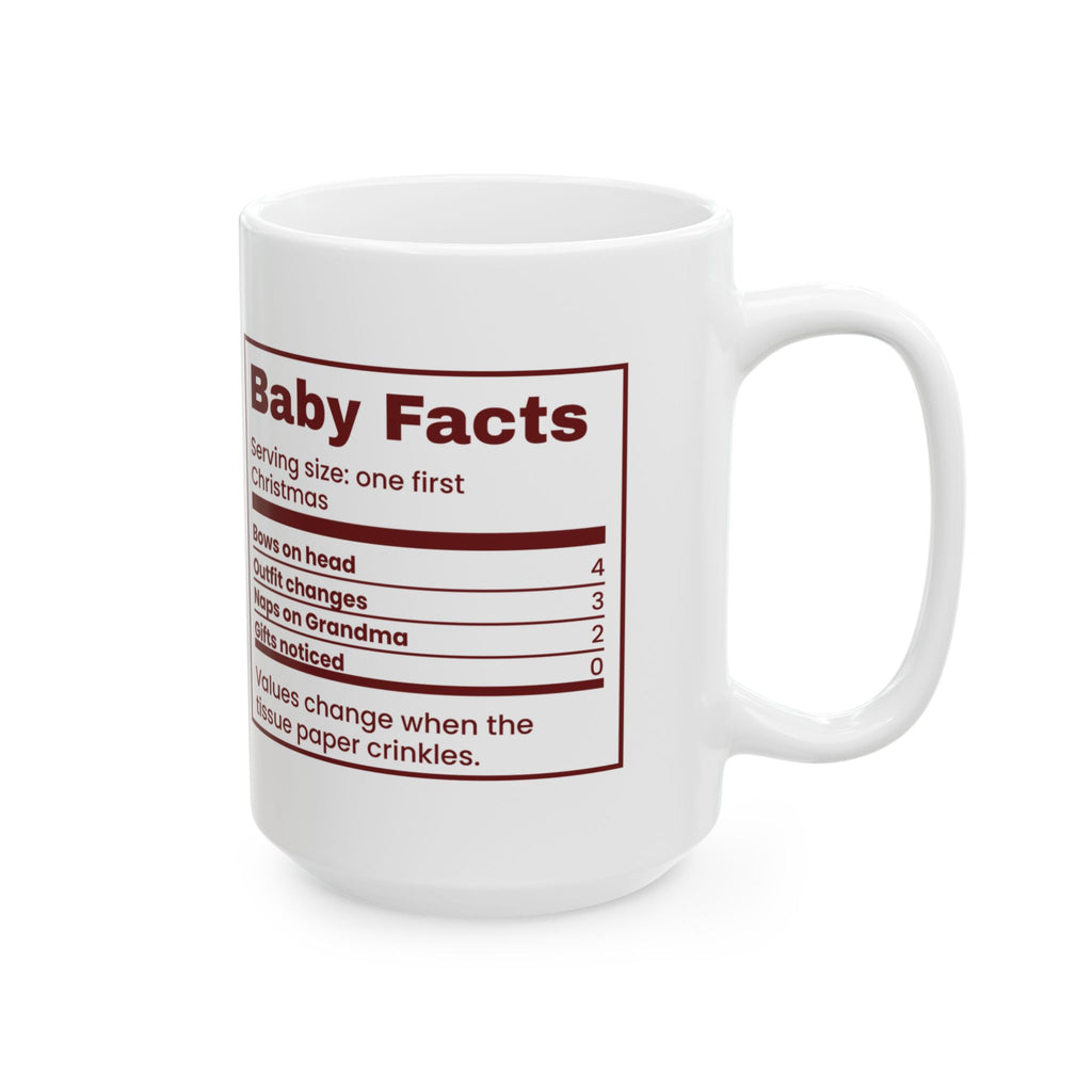 Funny Baby First Christmas Coffee Mug Baby Facts Nutrition Label