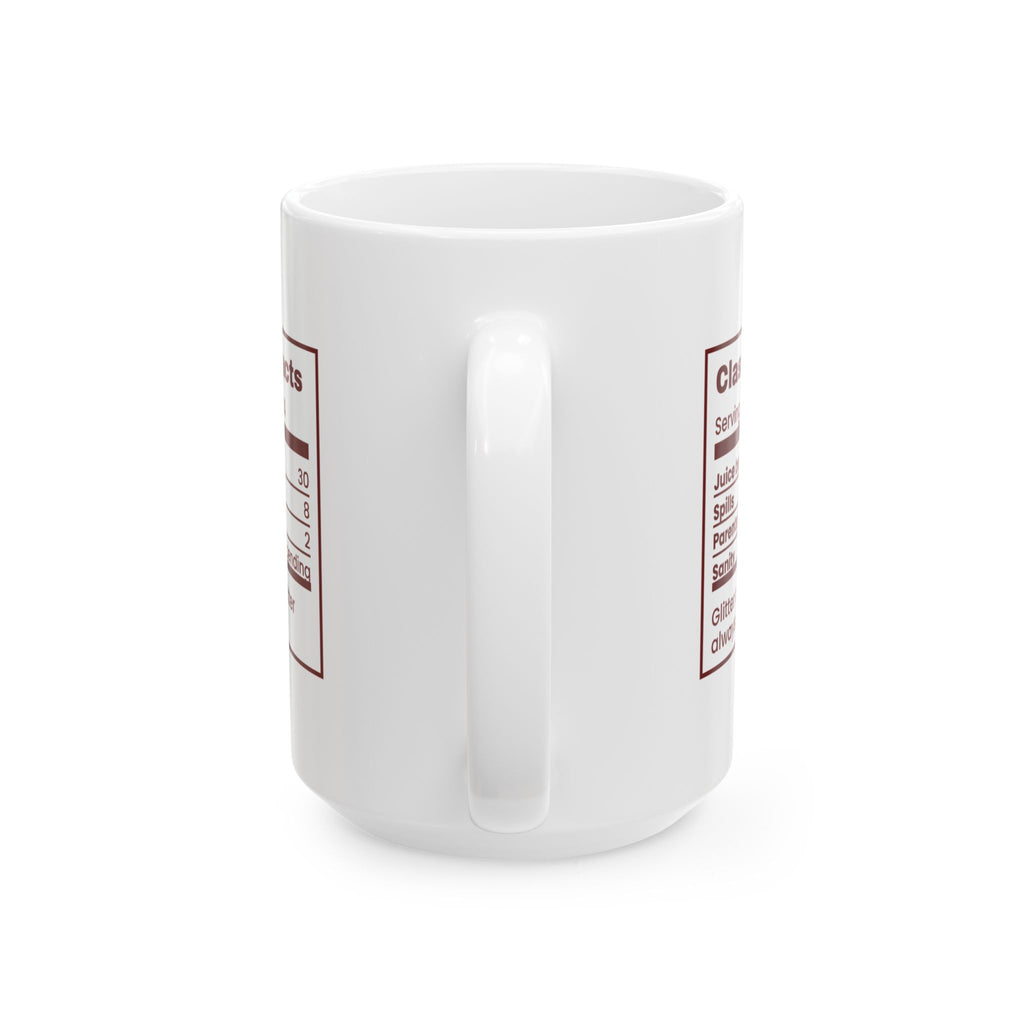 Funny Christmas Teacher Coffee Mug Class Party Facts Nutrition Label