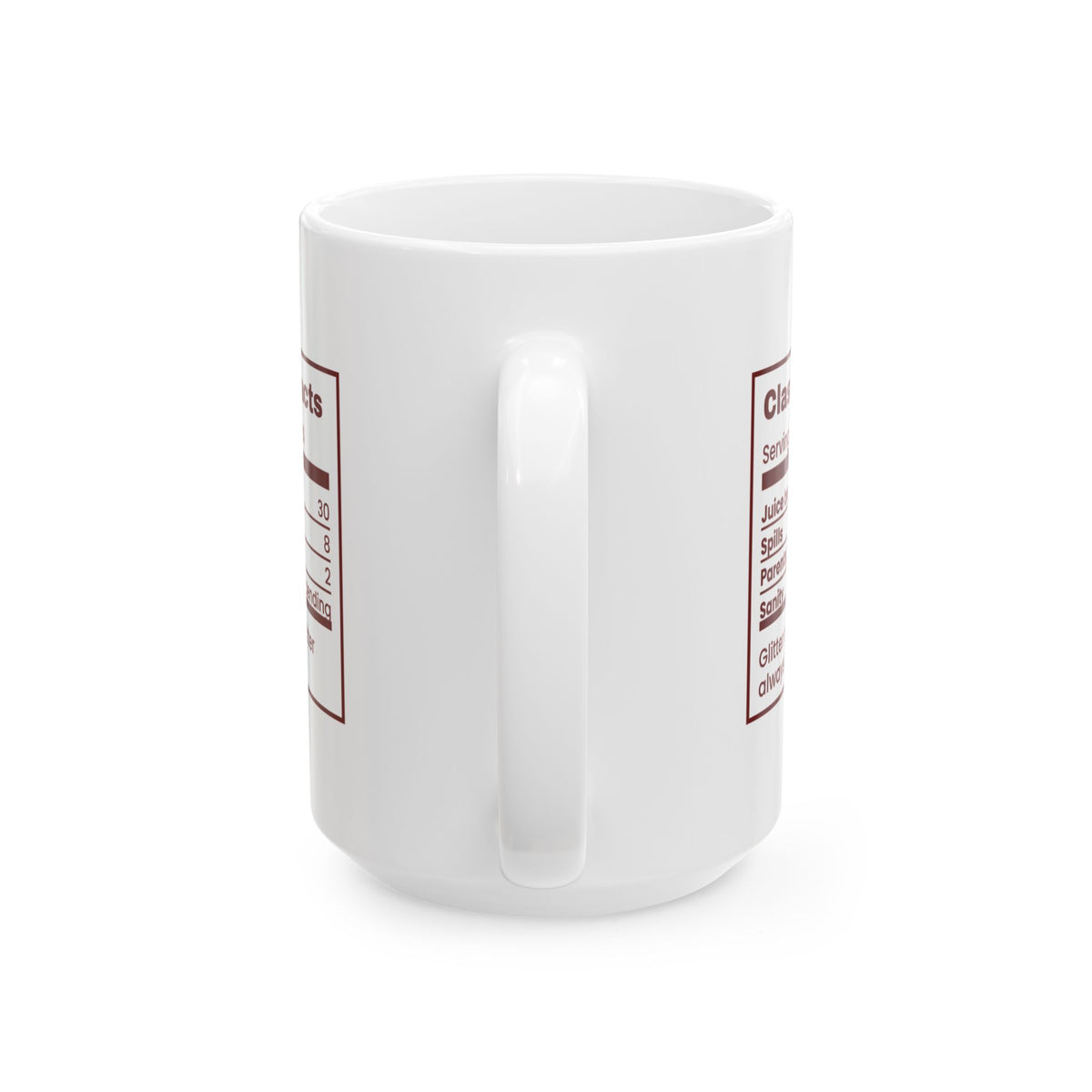 Funny Christmas Teacher Coffee Mug Class Party Facts Nutrition Label