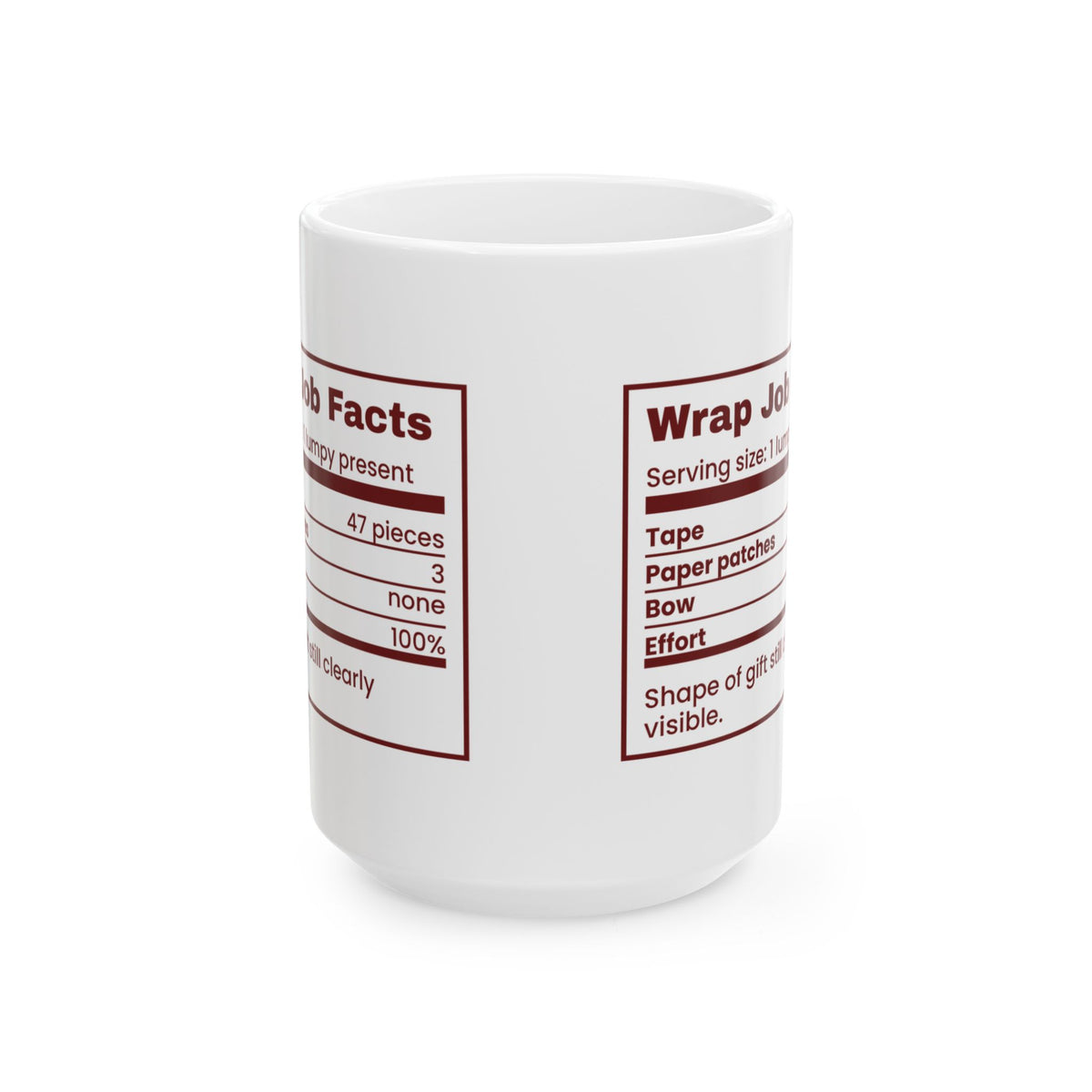 Funny Christmas Coffee Mug Wrap Job Facts Nutrition Label