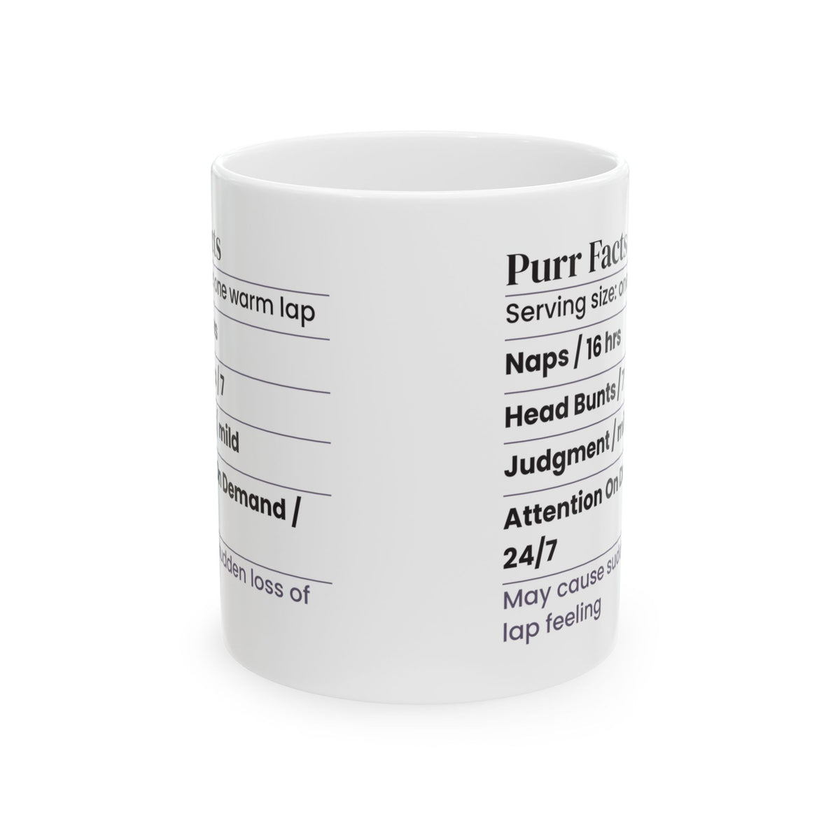 Funny Cat Coffee Mug Purr Facts Label For Cat Lovers