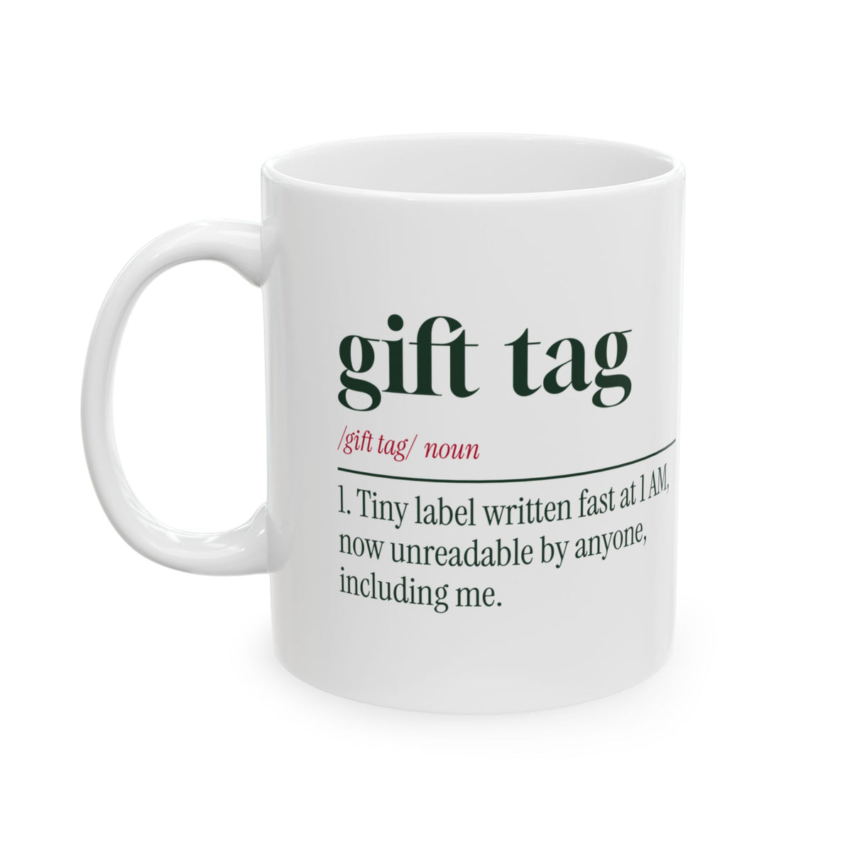 Funny Christmas Wrapping Coffee Mug Gift Tag Definition