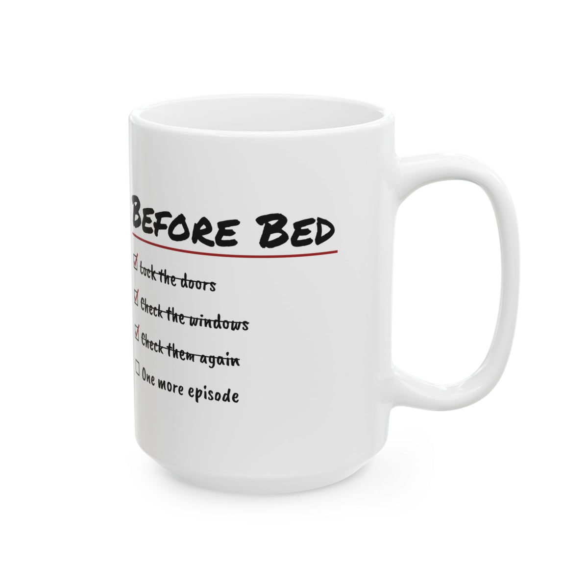 Funny True Crime Coffee Mug Before Bed One More Episode Checklist
