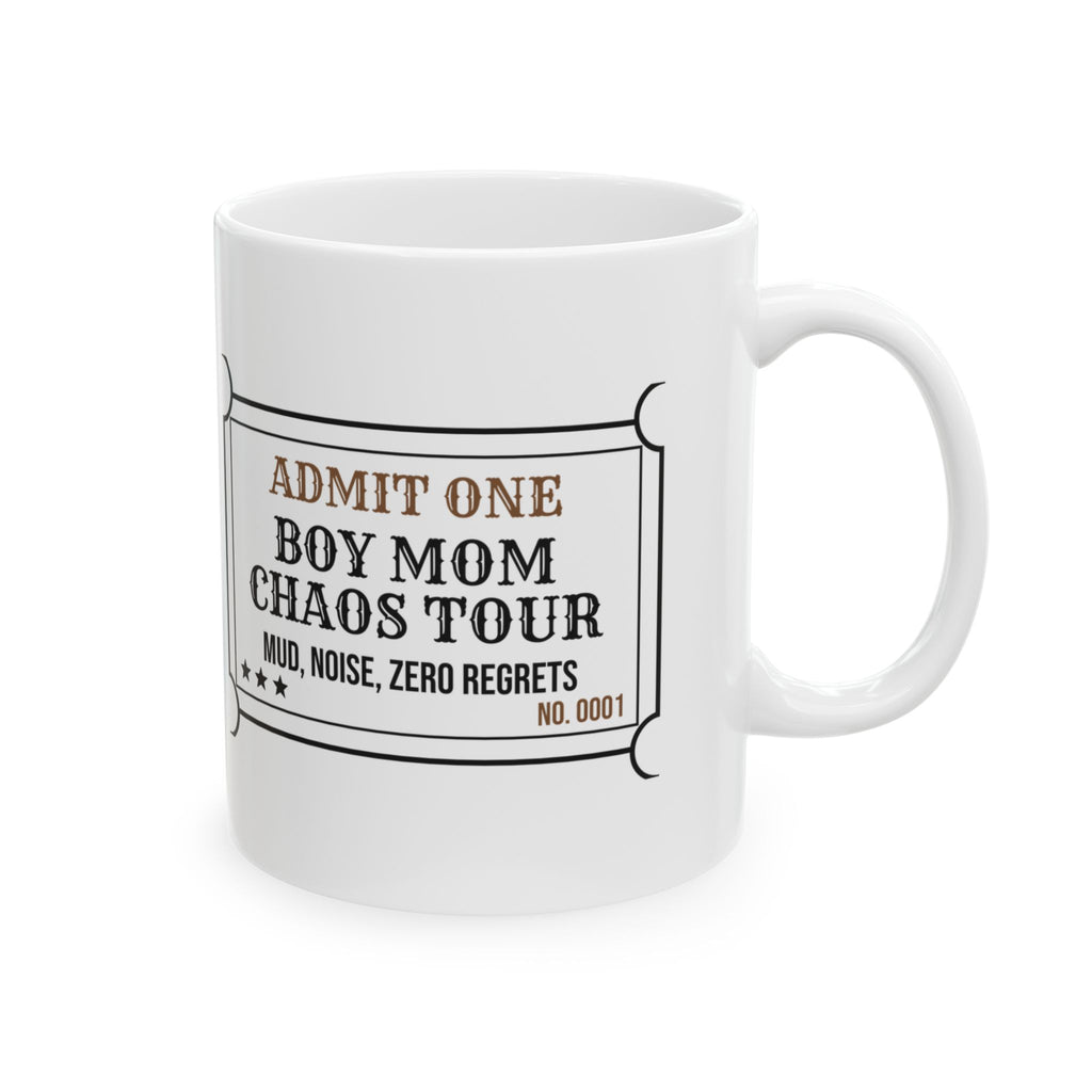 Boy Mom Coffee Mug Chaos Tour Admit One