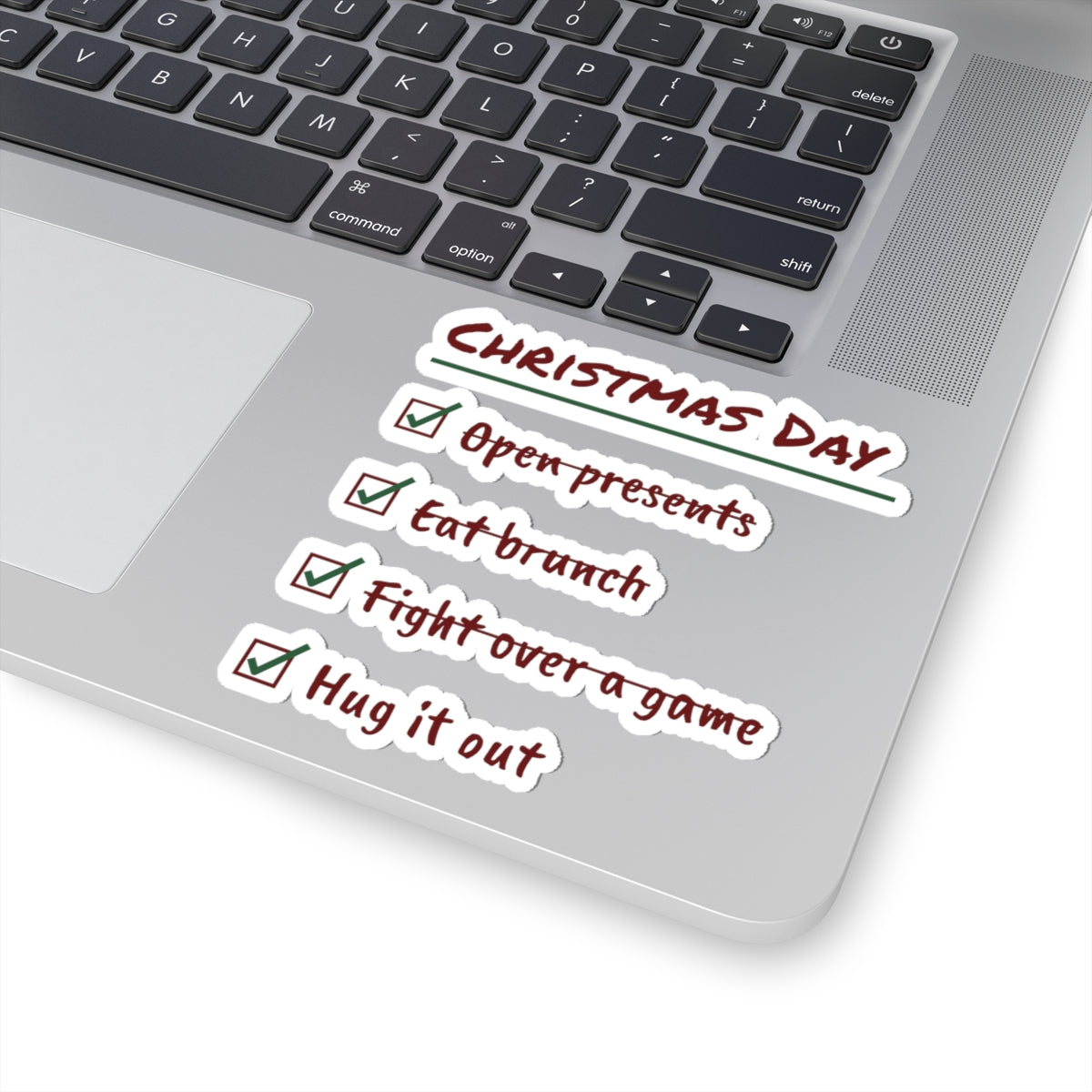 Funny Family Christmas Sticker Fight Over A Game Hug It Out