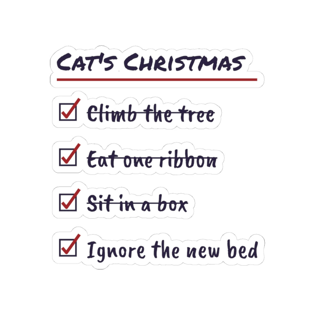 Funny Christmas Cat Sticker Cat's Christmas Checklist