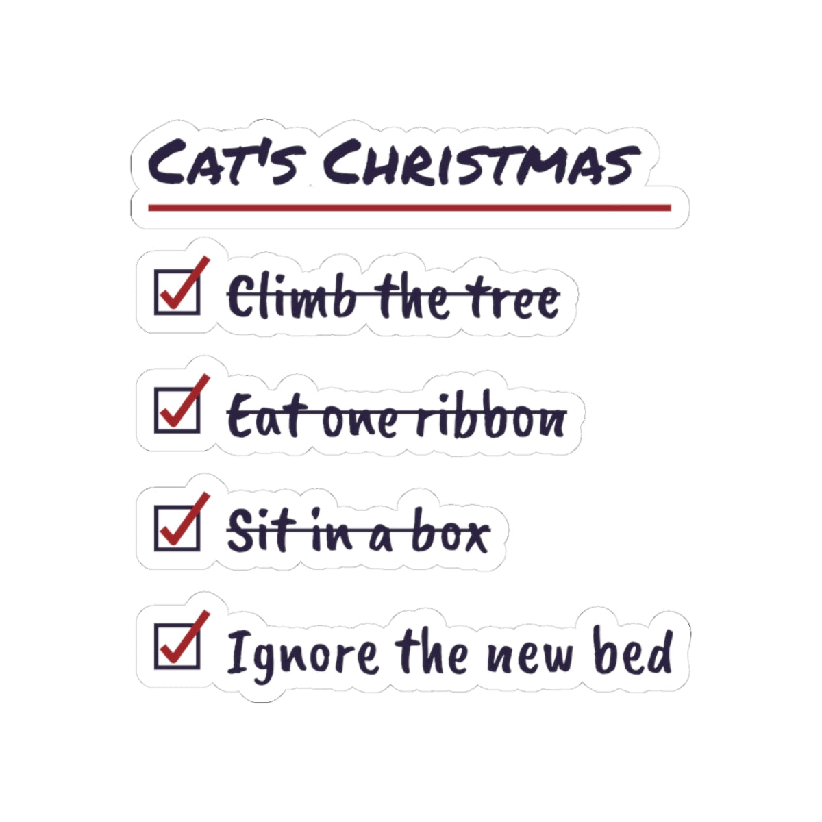 Funny Christmas Cat Sticker Cat's Christmas Checklist