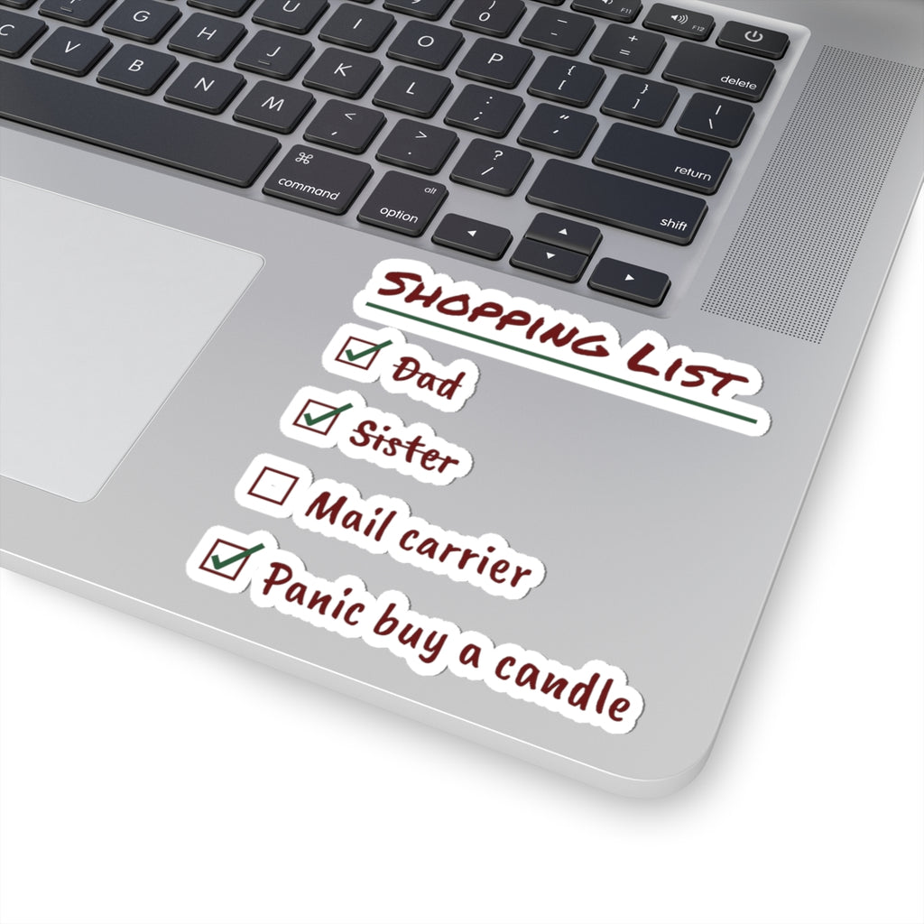Funny Christmas Shopping Sticker Panic Buy A Candle Checklist