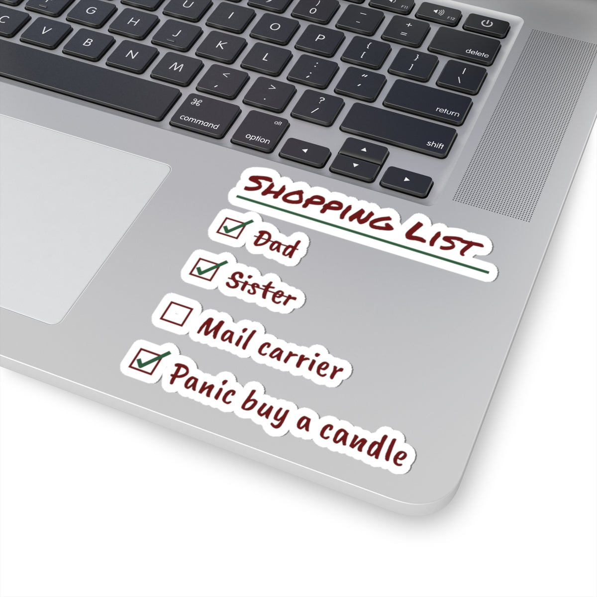 Funny Christmas Shopping Sticker Panic Buy A Candle Checklist
