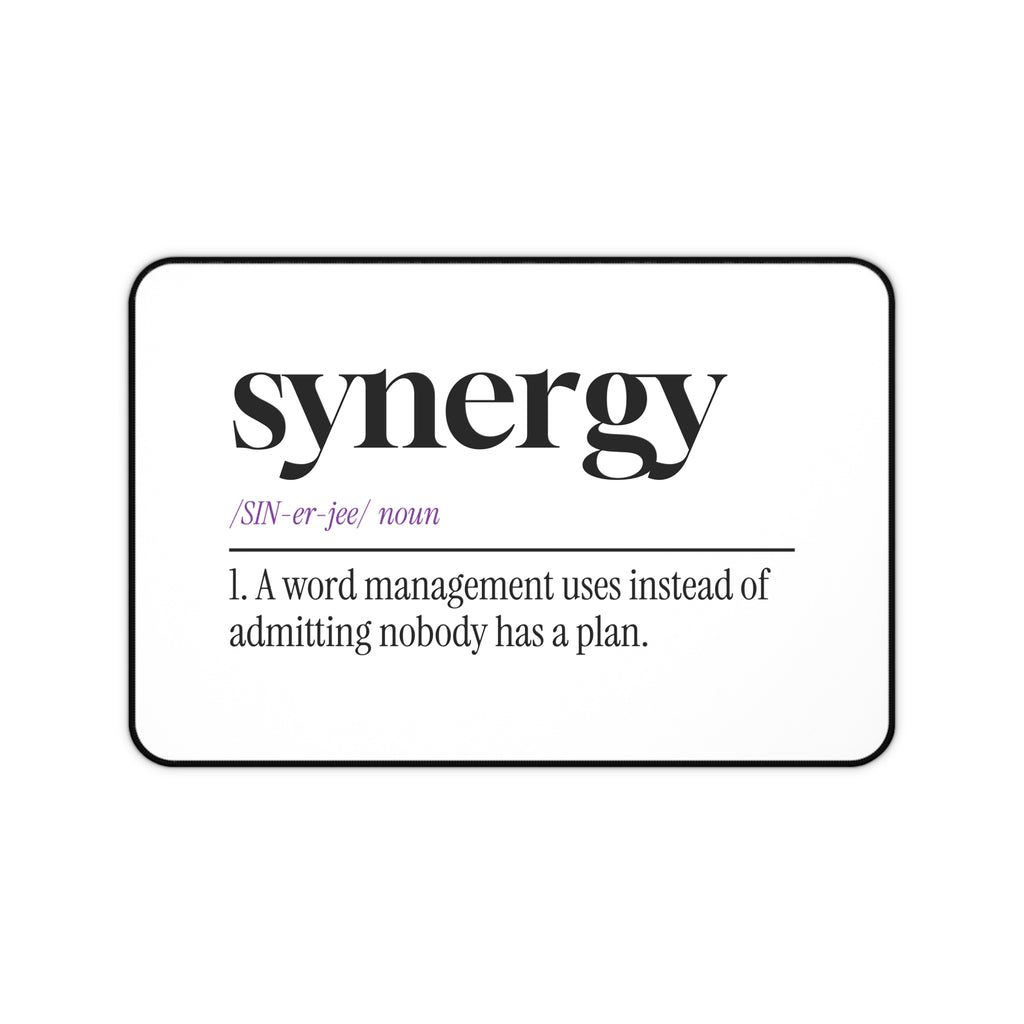 Funny Desk Mat Synergy Definition Large Office Desk Pad for Coworkers