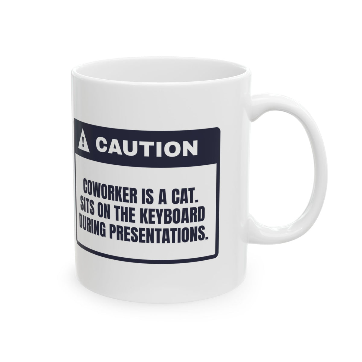 Funny Work From Home Cat Coffee Mug Coworker Sits On Keyboard