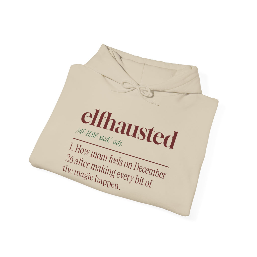 Funny Christmas Mom Hoodie Elfhausted Dictionary Definition