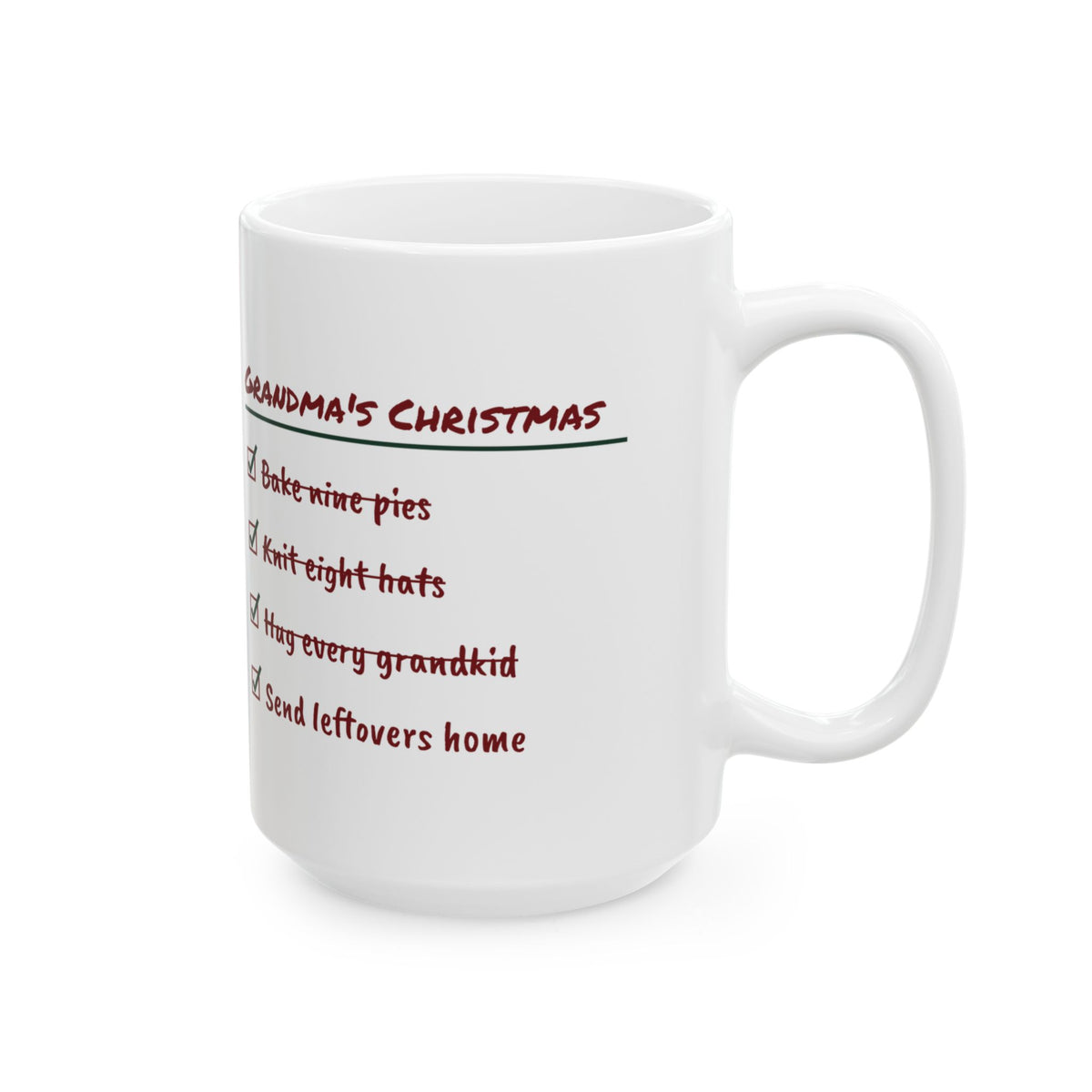 Funny Christmas Grandma Coffee Mug Grandma's Christmas Checklist