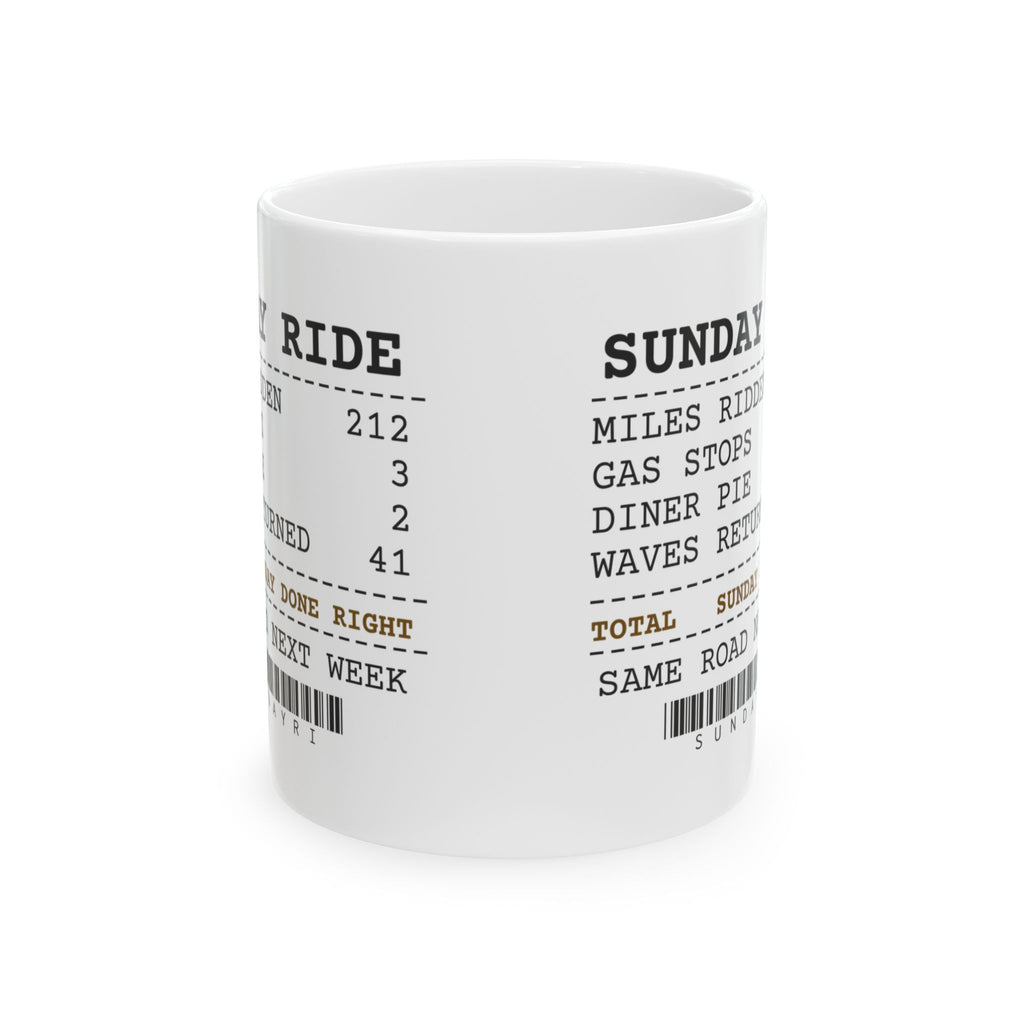 Funny Motorcycle Coffee Mug Sunday Ride Receipt For Bikers