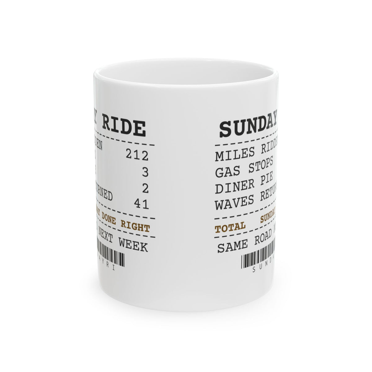 Funny Motorcycle Coffee Mug Sunday Ride Receipt For Bikers