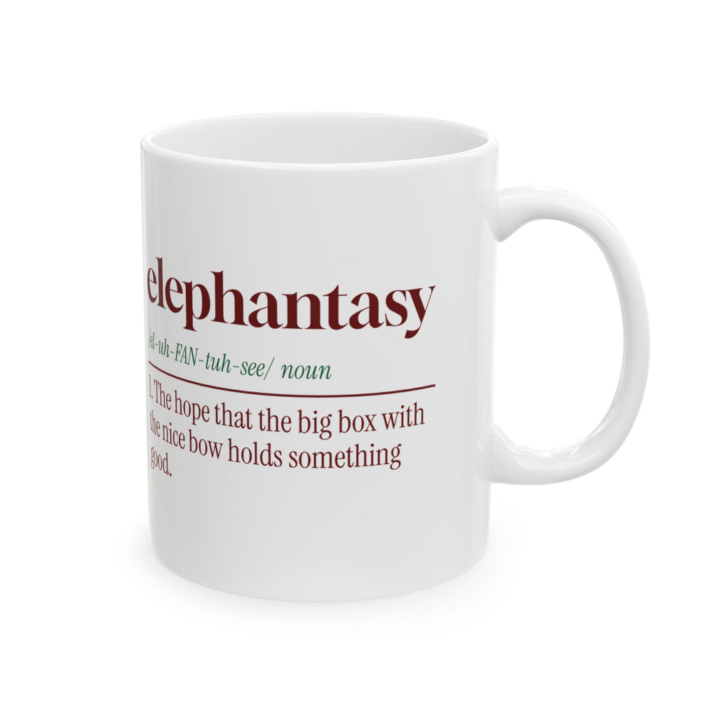 Funny White Elephant Coffee Mug Elephantasy Dictionary Definition