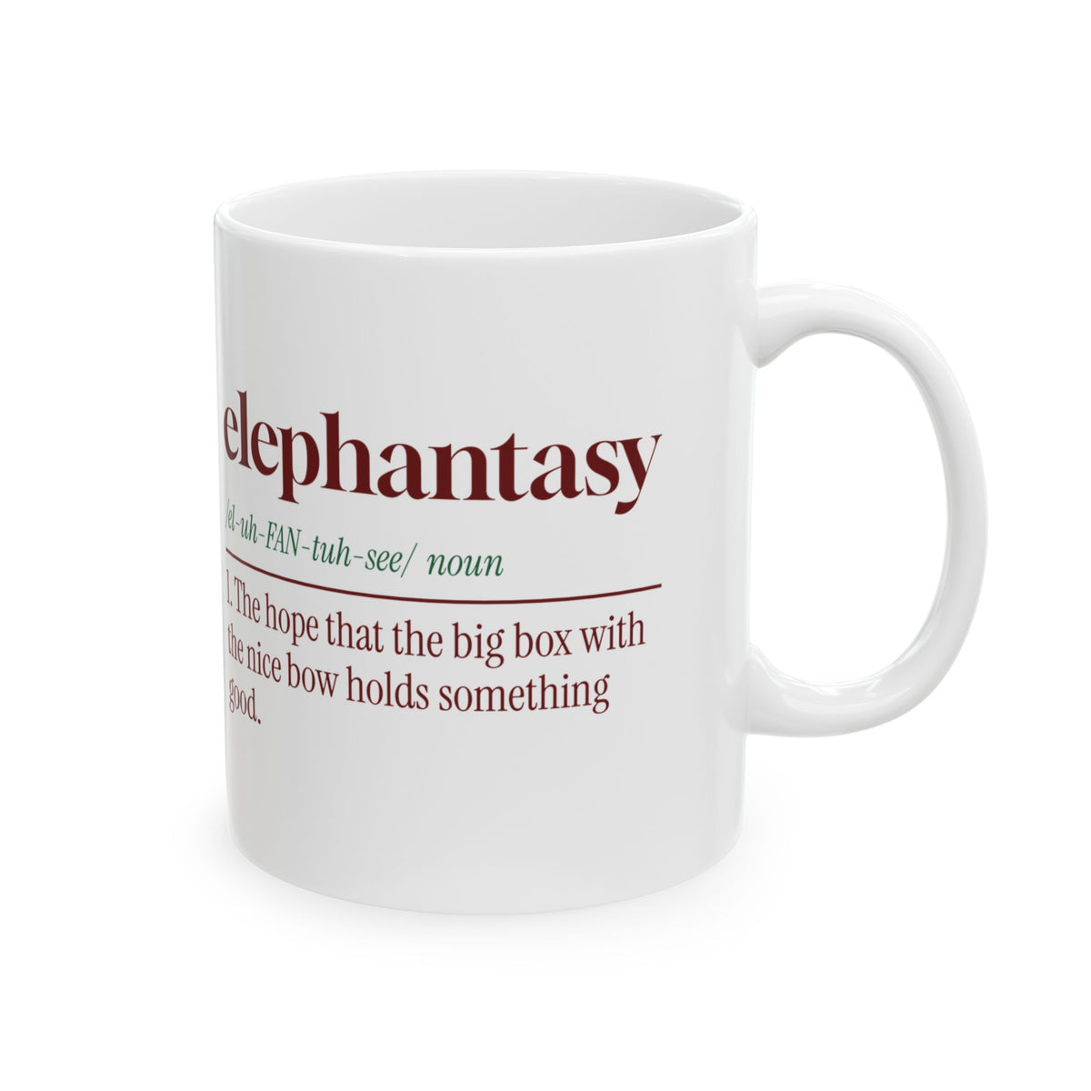 Funny White Elephant Coffee Mug Elephantasy Dictionary Definition