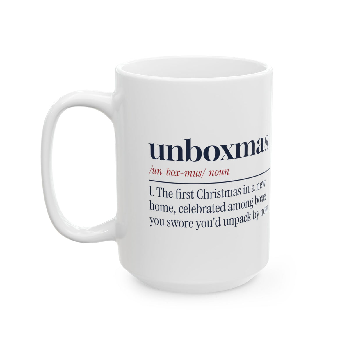 Funny Christmas Coffee Mug Unboxmas Definition For New Homeowners