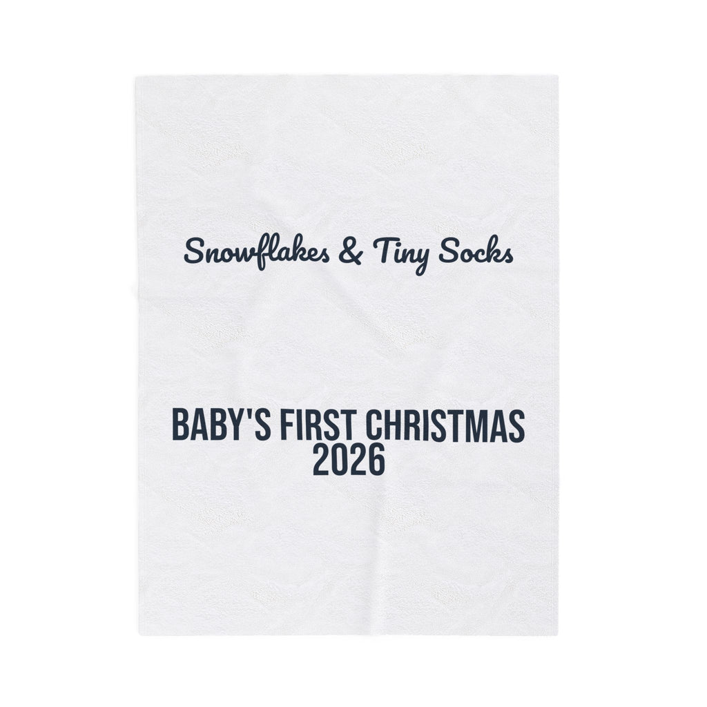 Baby's First Christmas Throw Blanket 2026 Snowflakes And Tiny Socks