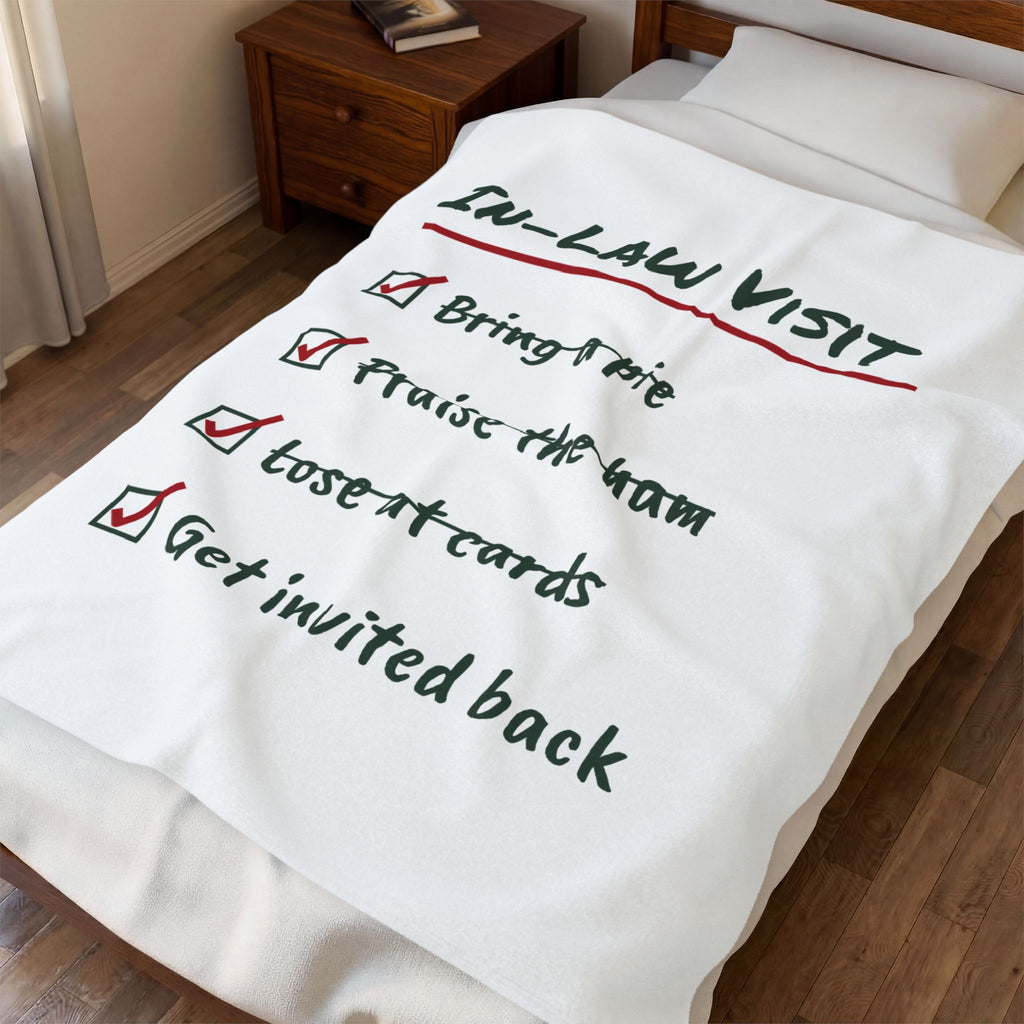 Funny Christmas Throw Blanket In-Law Visit Get Invited Back For In-Laws