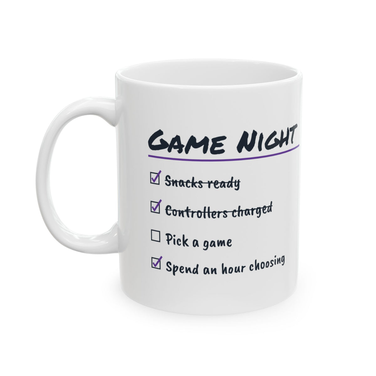 Funny Gamer Coffee Mug Game Night Checklist Spend An Hour Choosing