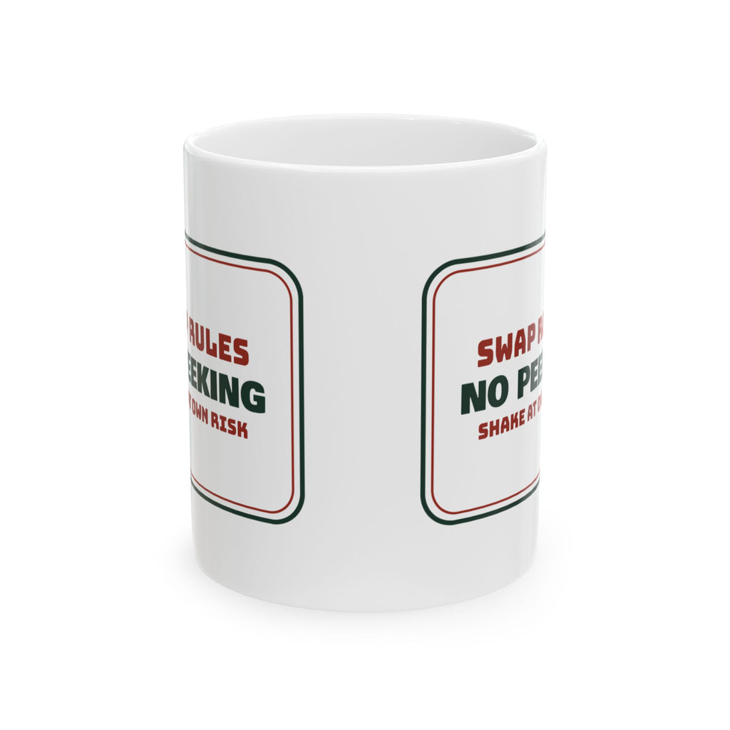 Funny White Elephant Coffee Mug No Peeking Shake At Own Risk