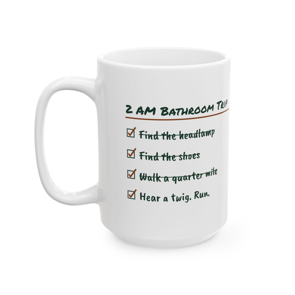 Funny Camping Coffee Mug 2 AM Bathroom Trip Checklist For Campers