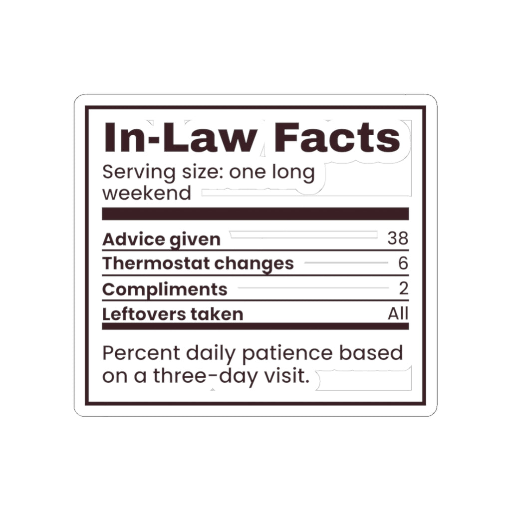 Funny Christmas Sticker In-Law Facts Nutrition Label For Spouses
