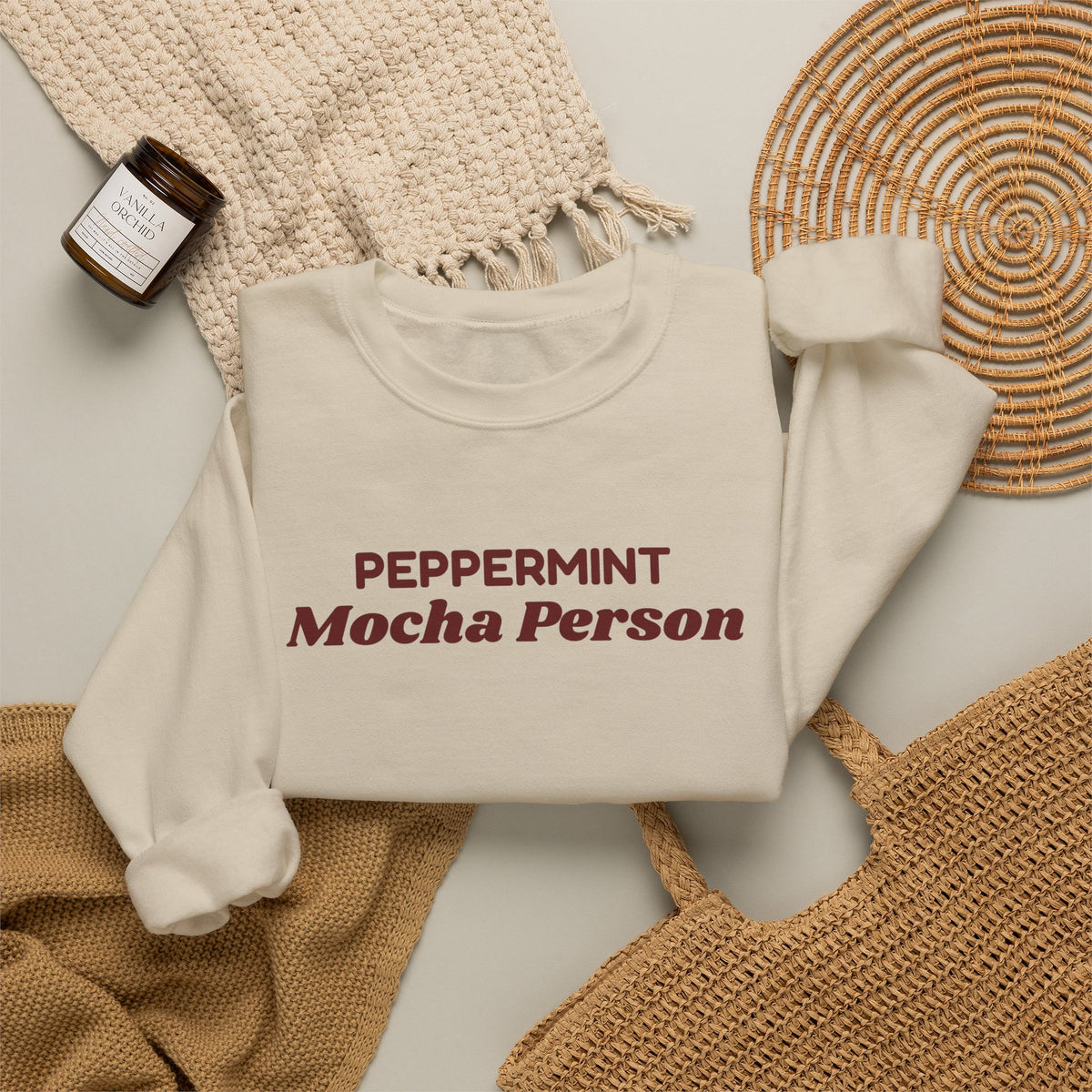 Christmas Sweatshirt Peppermint Mocha Person For Coffee Lovers