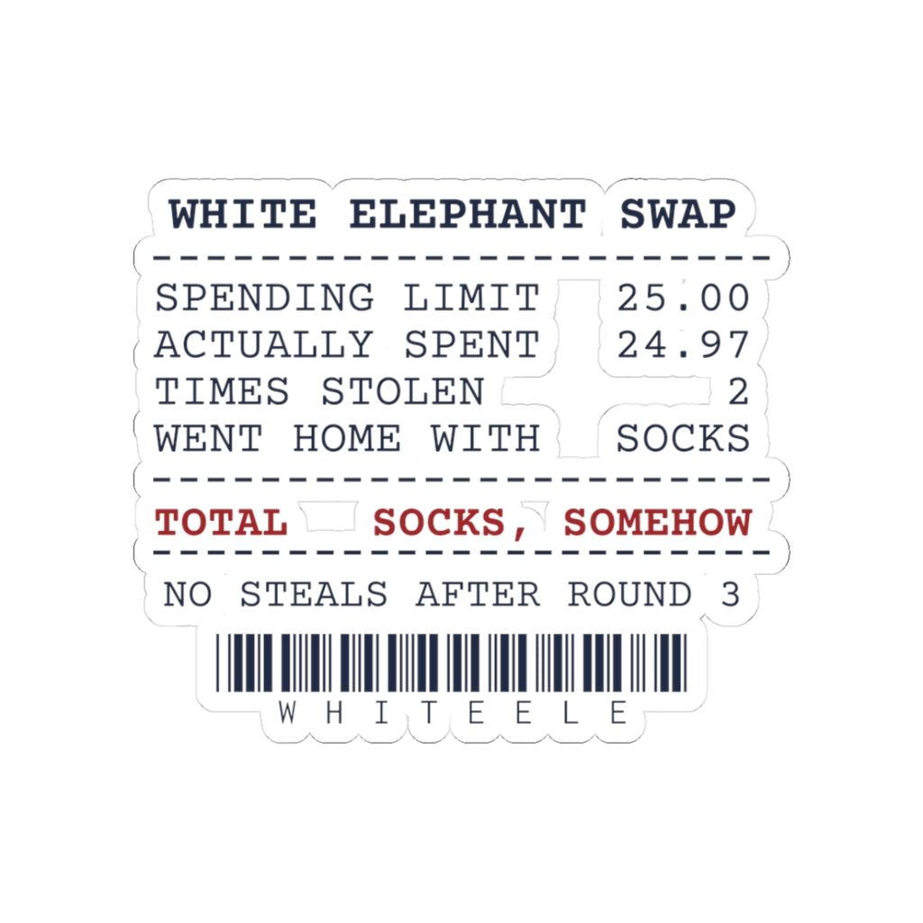 Funny White Elephant Sticker Spent 24.97 Went Home With Socks
