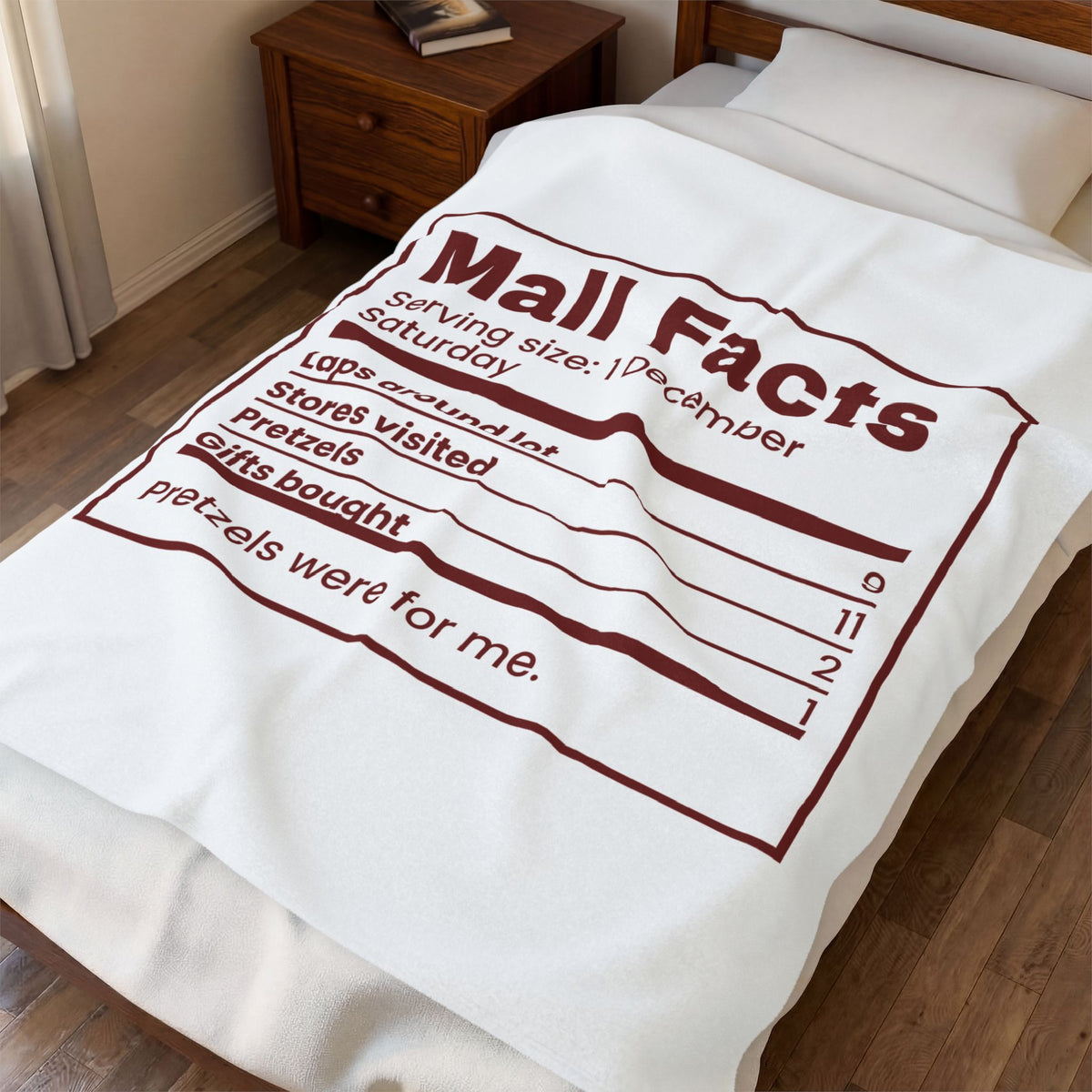 Funny Christmas Shopping Throw Blanket Mall Facts Nutrition Label