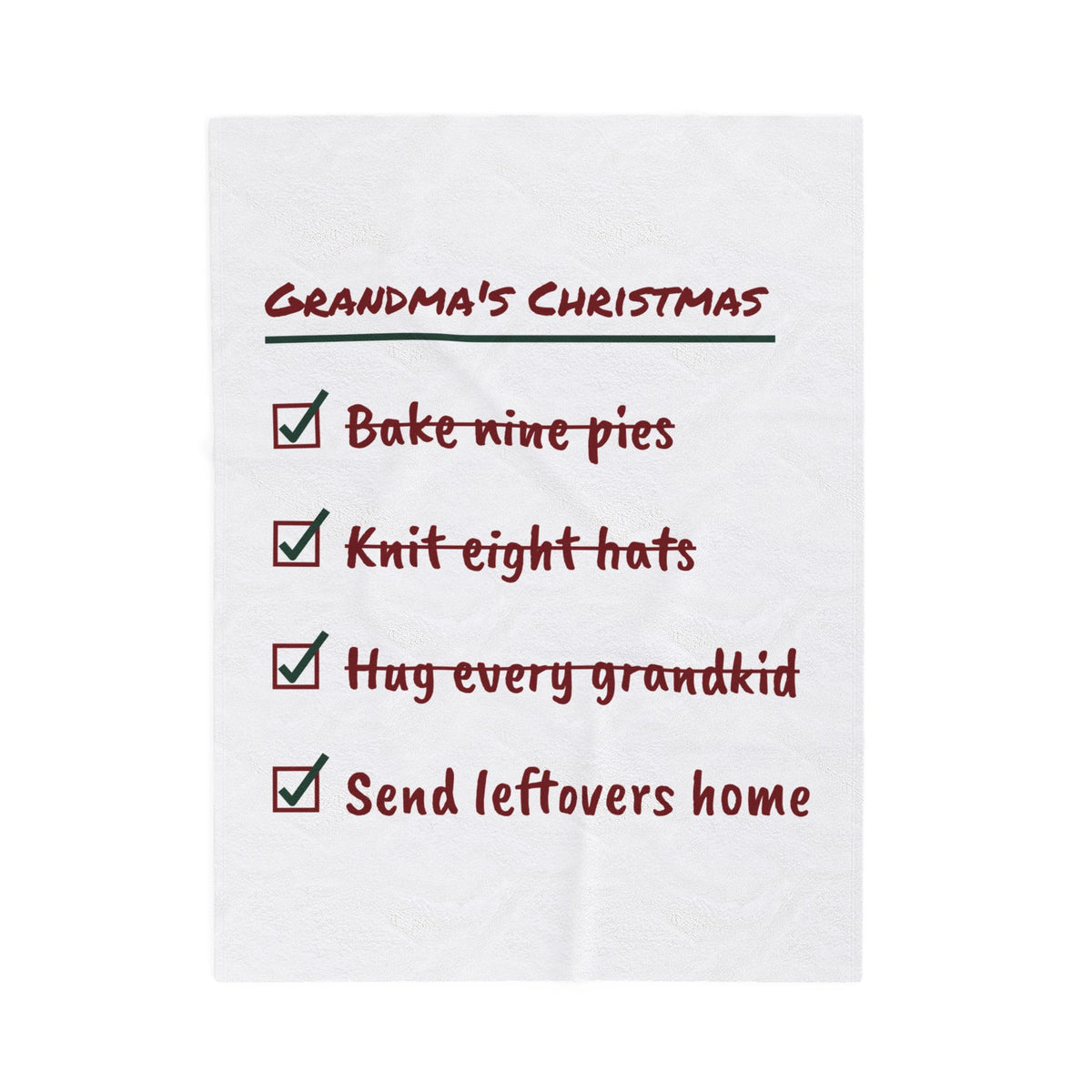 Funny Christmas Grandma Throw Blanket Grandma's Christmas Checklist