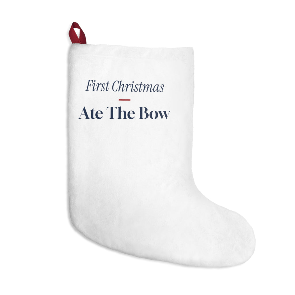 Funny Baby's First Christmas Stocking Ate The Bow New Parents