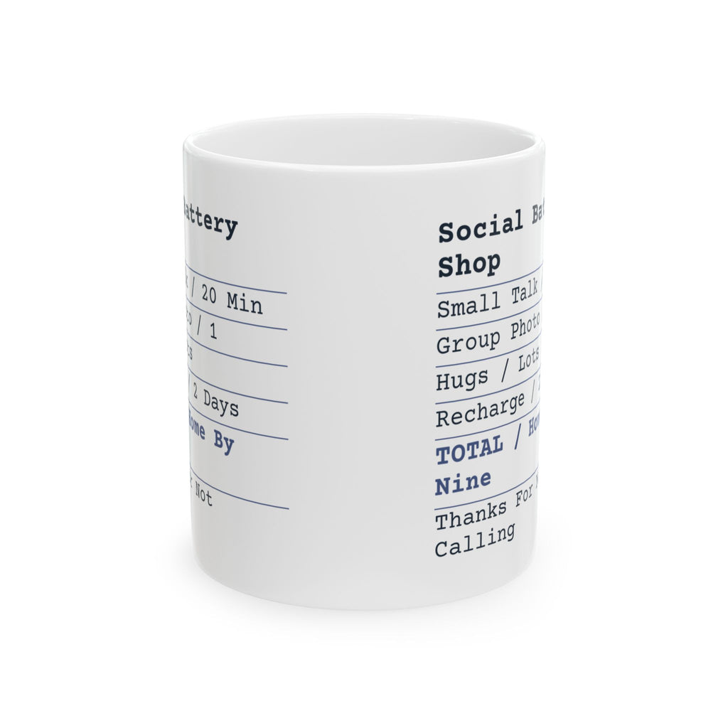 Funny Introvert Coffee Mug Social Battery Shop Receipt For Introverts