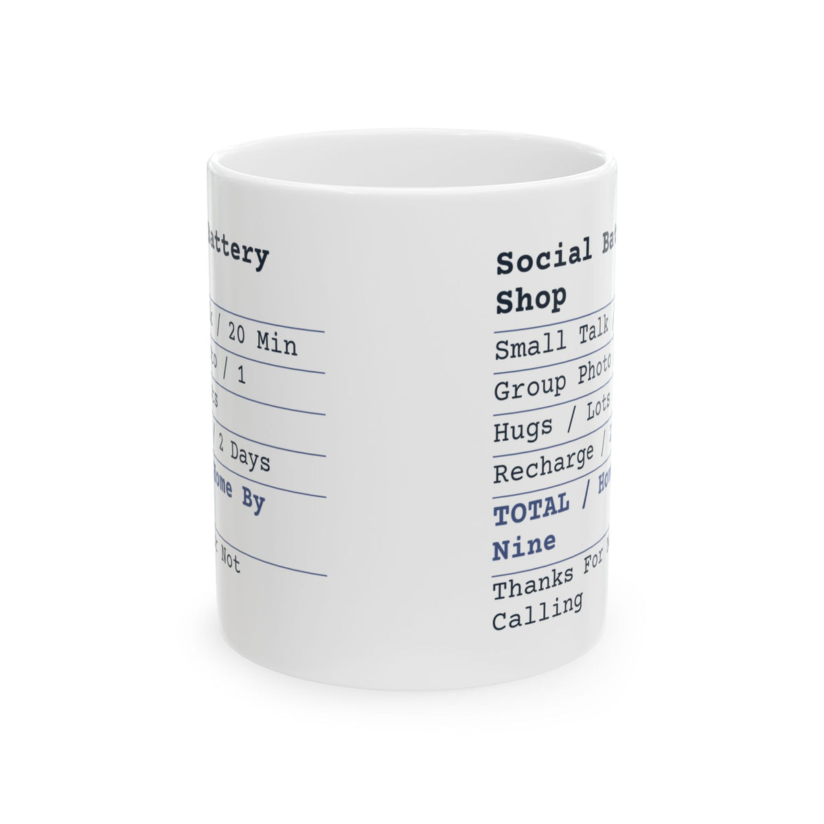 Funny Introvert Coffee Mug Social Battery Shop Receipt For Introverts