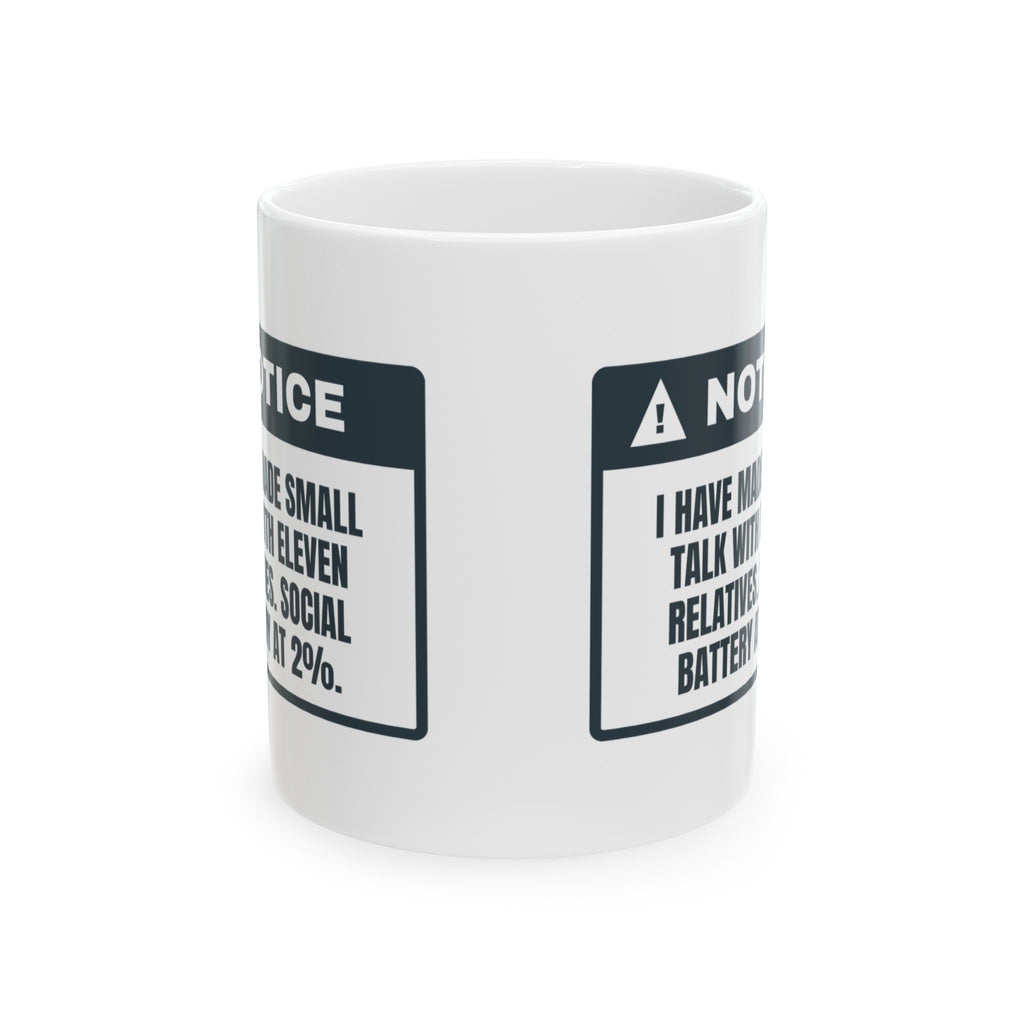 Funny Christmas Coffee Mug Eleven Relatives Social Battery At 2 Percent
